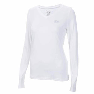 Pelagic Women's White Aquatek V Neck L/S Performance Shirt
