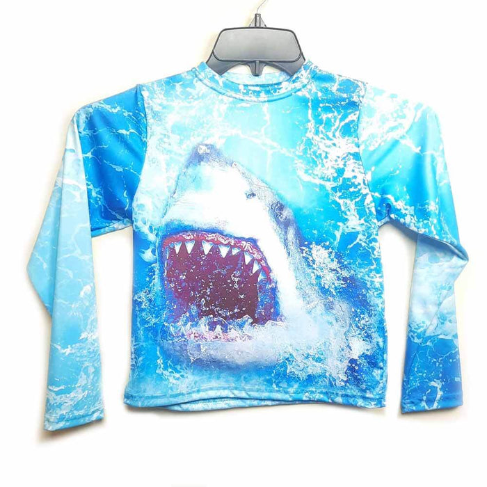 Youth L/S Jaws Shark All Over Performance Shirt UPF50