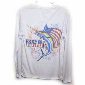 Adult L/S Patriotic Sailfish Performance Shirt UPF50