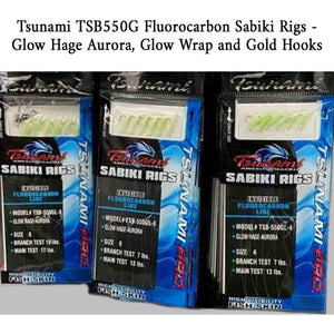 Tsunami TSB550G Glow Hage Aurora Fluorocarbon Sabiki Rig