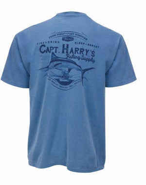 Capt. Harry's Burly Marlin Short Sleeve T-Shirt in Blue Jean