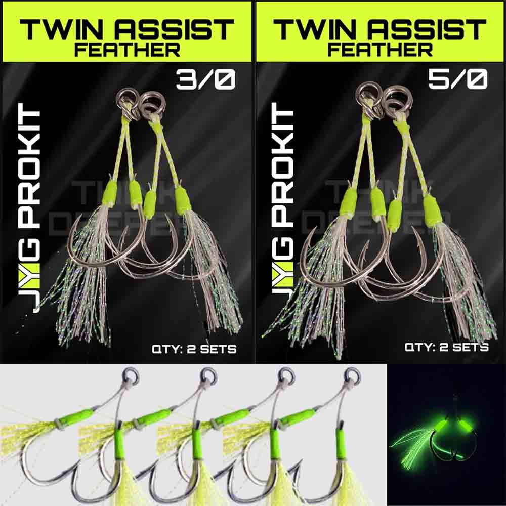 JYG ProFishing Twin Assist Hook Rig With Feathers - Capt. Harry's