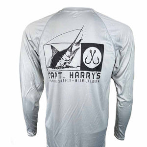 Capt. Harry's Cool Grey Double Hook L/S UPF50 Performance Shirt