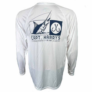 Capt. Harry's White Double Hook L/S UPF50 Performance Shirt