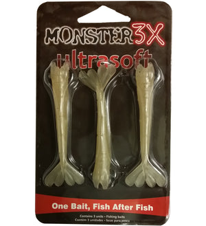 Monster 3X Ultrasoft  Shrimp 3 3/4In 3Pk