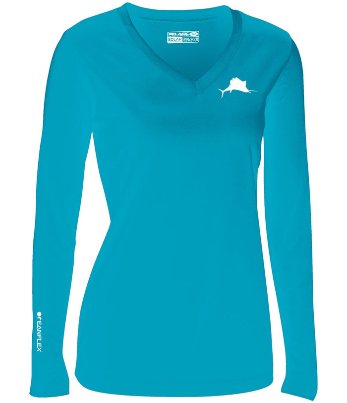 Pelagic Aqua L/S Women's Solar Performance Shirt