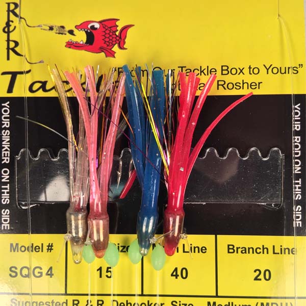 R&R Tackle SQG Weighted Multi Color Squid Sabiki Bait Rigs
