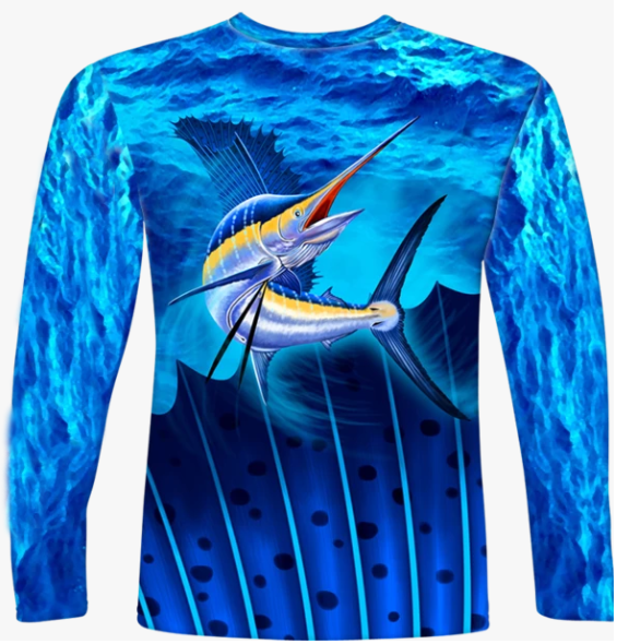 Youth L/S Sailfish All Over Performance Shirt UPF50